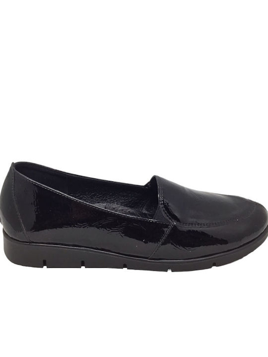 Ανατομικά Γυναικεία Slip-On Δερμάτινα Μαύρα