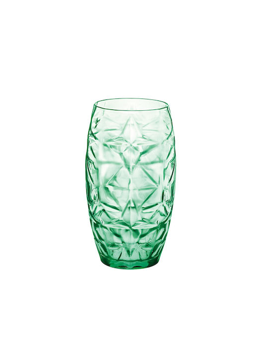 BigBuy Pahar pentru apa din Sticlă în Culoare Verde 470ml 1buc