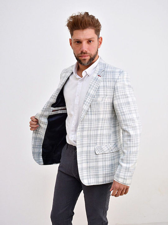 Beltipo Men's Suit Jacket White-Grey