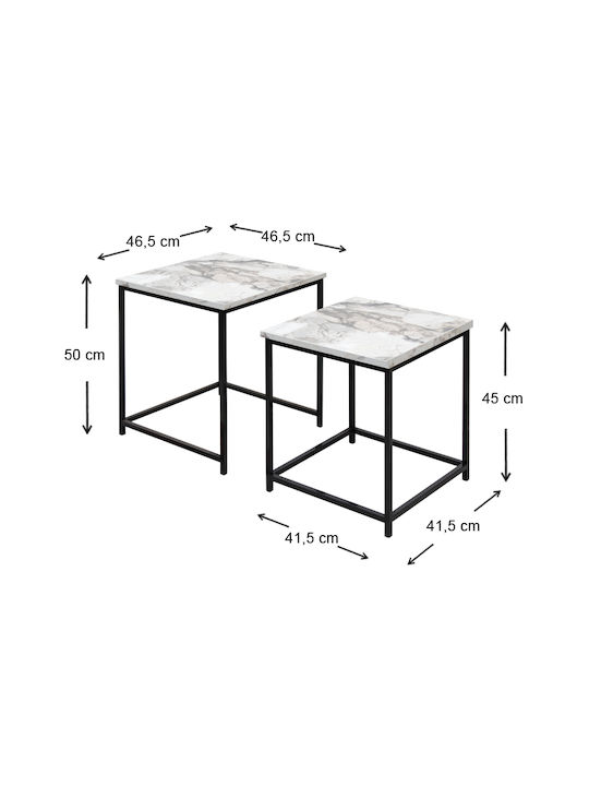 Square Zigon Set Florence Wooden Beige 2 Pieces M46xW46xH50cm