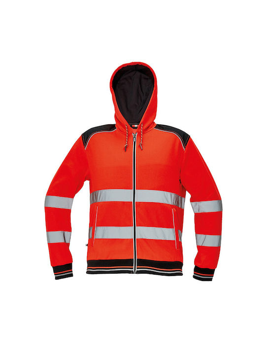 Cerva Work Jacket Reflective with Hood Red