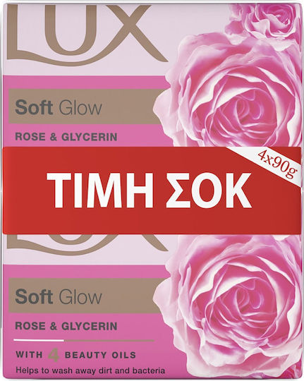 Lux Soft Glow Rose and Glycerin Soap Bars 4x90g