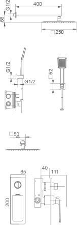 Imex Fiyi Built-in Mixer, Hand Shower & Shower Head Set for Shower 2 Exits