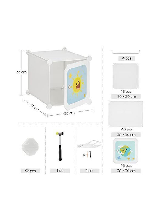Songmics Sistem de Depozitare Jucării din Plastic Alb 16buc