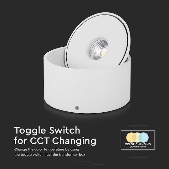 V-TAC Einzel LED Warm zu kühlem Weiß Spot in Weiß Farbe