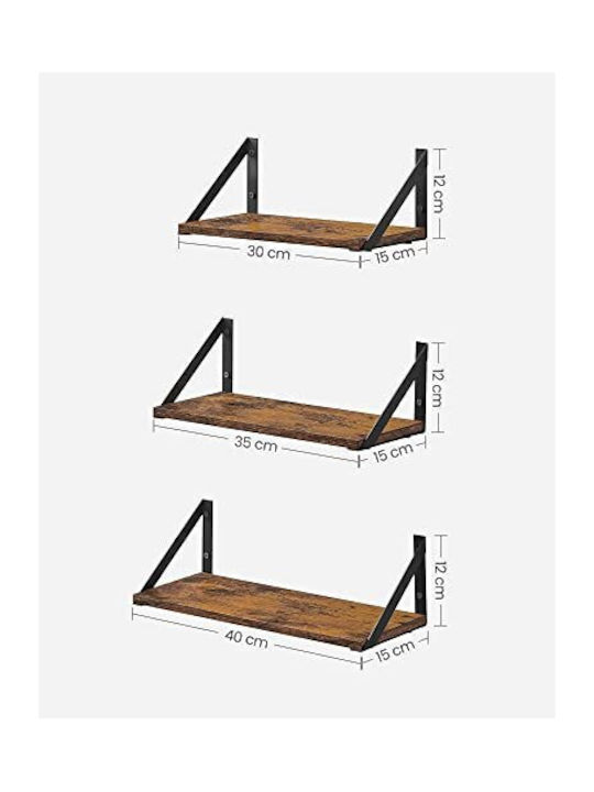 Raft De Perete Rustic Maro Și Negru 35x15x12cm