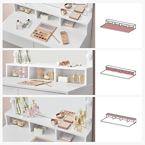 Bodenstehende Schminktisch Schlafzimmer Holz Weiß mit Spiegel 80x40x140cm