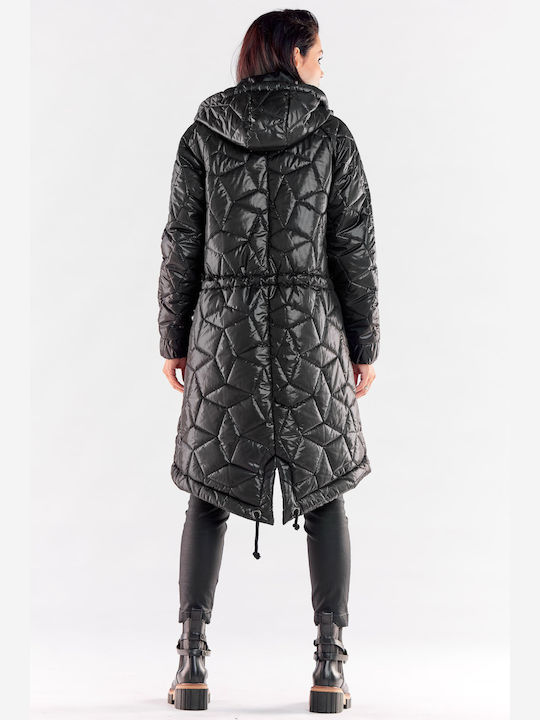 Awama Lang Damen Puffer Jacke für Winter Schwarz