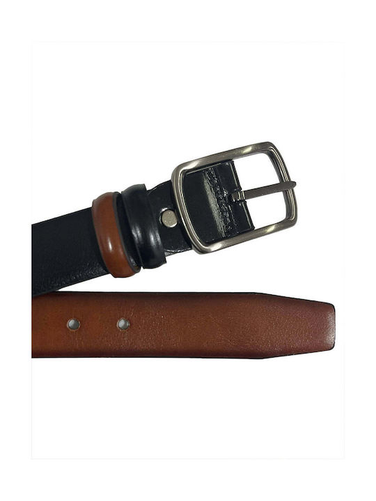 Men's Belt from Artificial Leather Double Sided Taba/Black