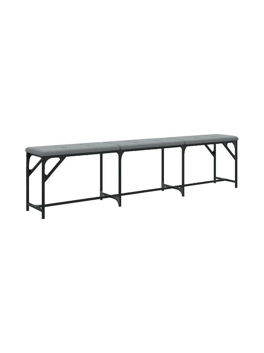 Dining Room Metallic Bench Gray 186x32x45cm