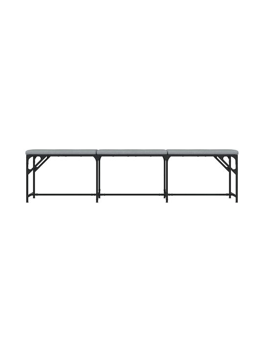 Dining Room Metallic Bench Gray 186x32x45cm