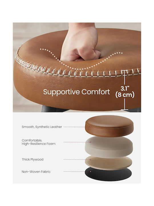 Stool Bar Leather Echo Caramel Brown 2pcs 49.5x49.5x63cm