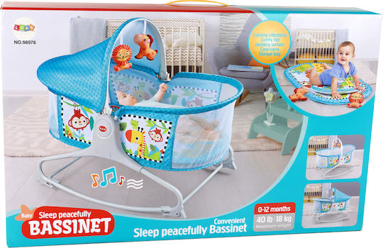 Lean Toys Wiege Bed Rocker mit Matratze Blue
