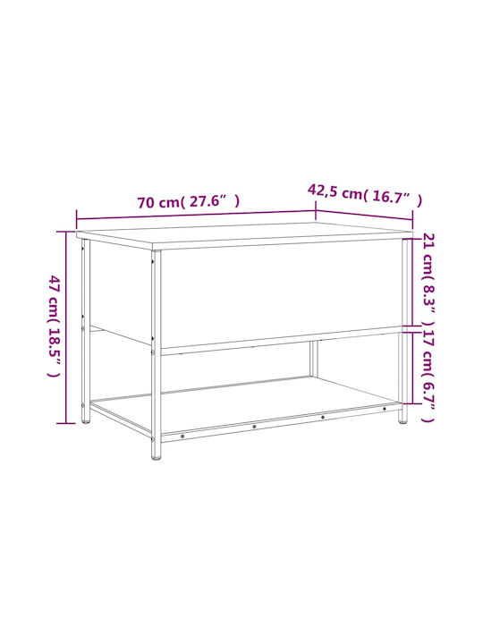 vidaXL Außenlagerbox Hölzernes L70xB42.5xH47cm