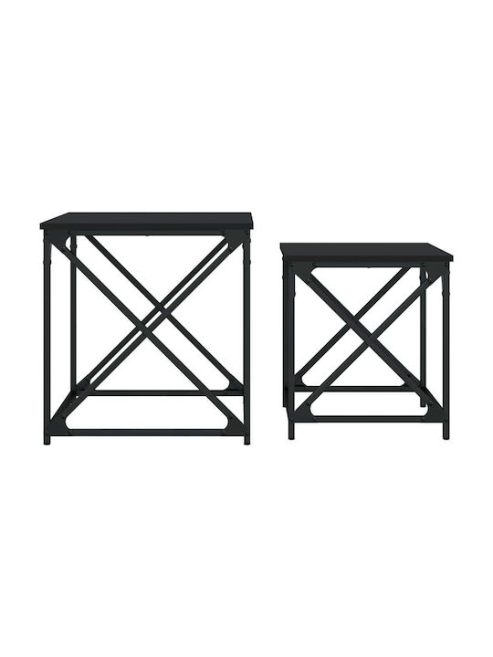 Set Zigon Pătrat Din Lemn Negru 2 Buc M50xL50xÎ52,5cm
