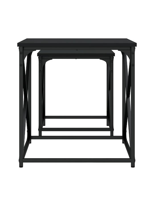 Set Zigon Pătrat Din Lemn Negru 2 Buc M50xL50xÎ52,5cm
