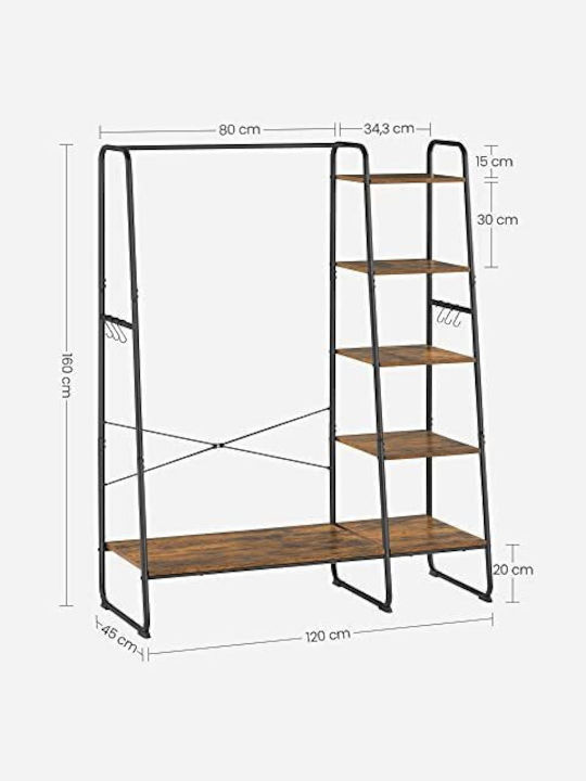 Vasagle Κρεμάστρα Δαπέδου από Μέταλλο Καφέ 45x120x160cm