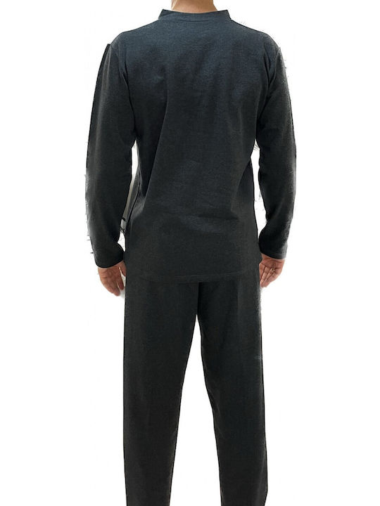 Lion Men's Winter Cotton Pajamas Set Charcoal.