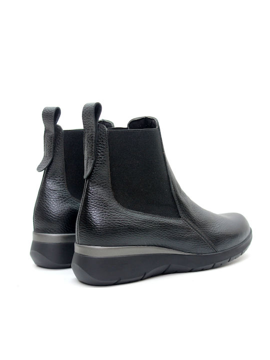 Leder Damen Chelsea Stiefeletten Schwarz