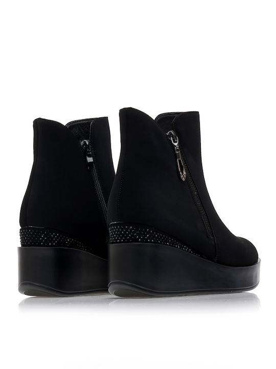 Wildleder Stiefeletten Damen Schwarz
