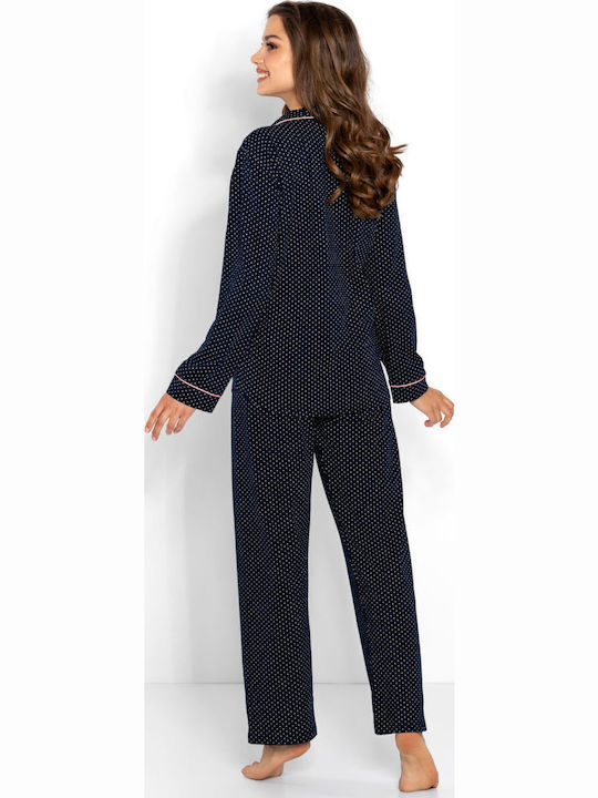Momenti Per Me Winter Women's Pyjama Set Navy Blue All 4 You