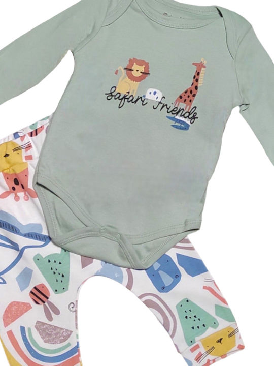 Babydom Baby Bodysuit Set Long-Sleeved with Pants Multicolour