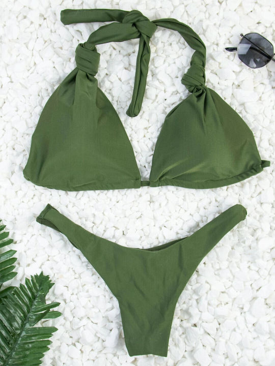 Huxley & Grace Set Bikini Τριγωνάκι & Brazil χακί