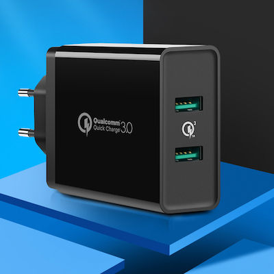 Ugreen Φορτιστής Χωρίς Καλώδιο με 2 Θύρες USB-A 36W Quick Charge 3.0 Μαύρος (CD161)