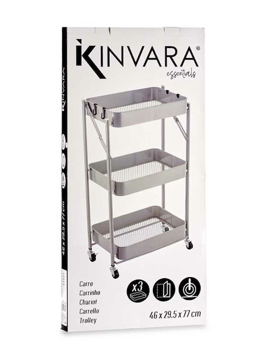 Kinvara Troler De Bucătărie Din Plastic Cu 3 Locuri Gri 45.5x29.5x78.5cm