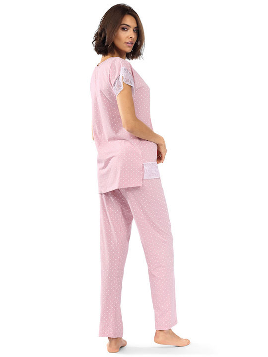 Lorin Winter Damen Pyjama-Set Baumwolle Rosa