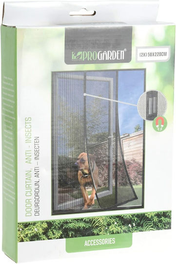 Progarden Мрежа Врата с Велкро с Магнитно Закопчаване от Фибростъкло Черна 220x50см