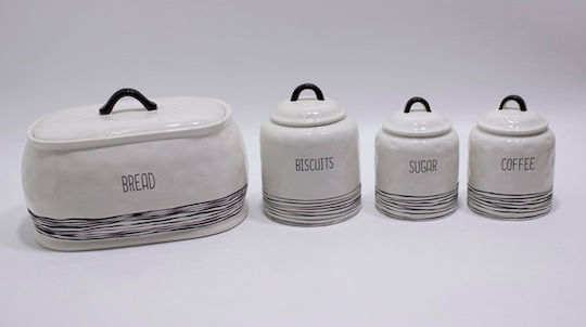 Karvounis Cutie de pâine cu capac Ceramică Albă 32x22x19.3cm