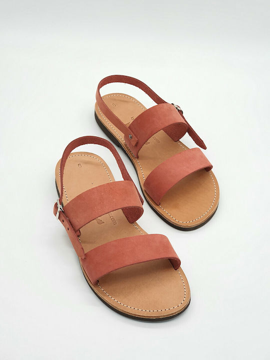 Kypraiosleather Leather Women's Flat Sandals in Pink Color