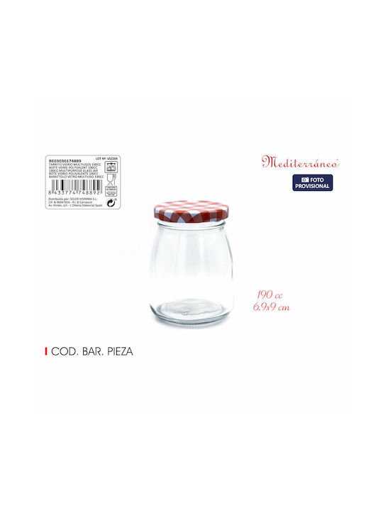 Mediterraneo Editions Set of 48pcs Jars General Use with Lid Glass Transparent 190ml