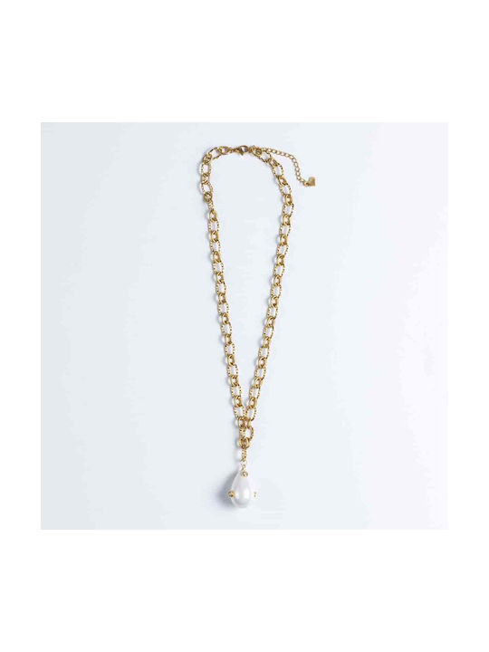 Cuoro Necklace with design Tear Gold Plated