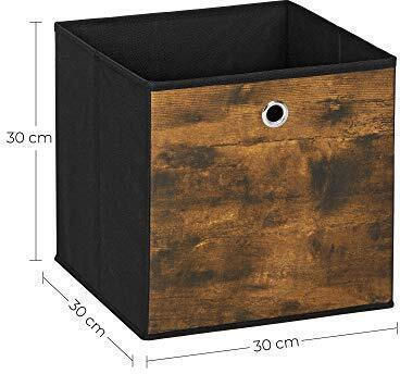 Songmics Stoff Aufbewahrungsbox mit Deckel Braun 30x30x30cm 6Stück