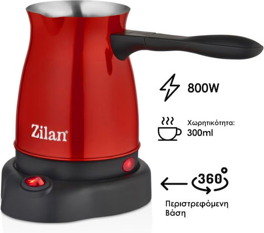 Zilan Electric Greek Coffee Pot 800W with Capacity 300ml Red