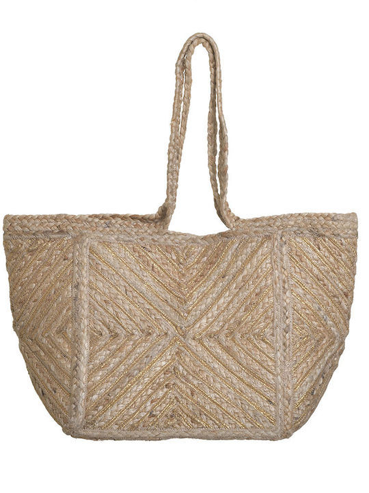 Ble Resort Collection Straw Beach Bag with Wallet Gold