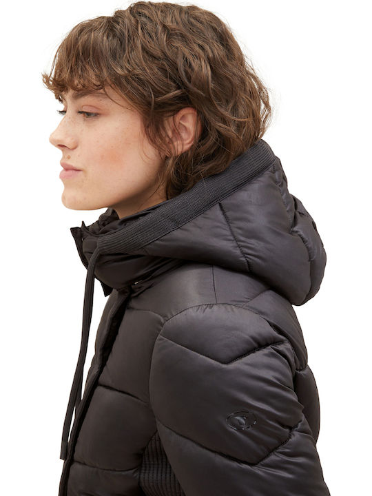 Women's Short Puffer Jacket for Winter Black