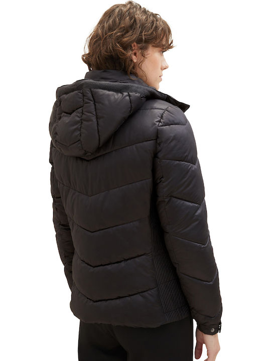 Women's Short Puffer Jacket for Winter Black