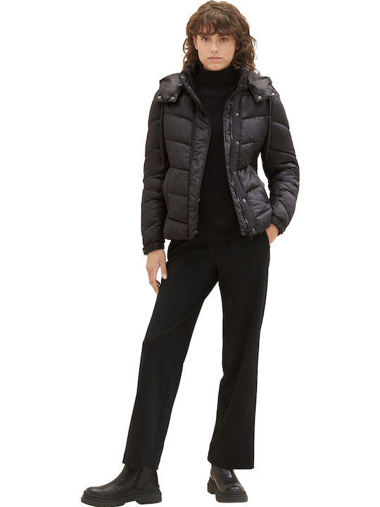 Women's Short Puffer Jacket for Winter Black