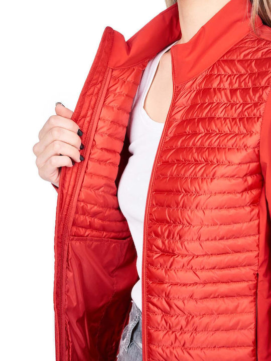 Kurz Damen Puffer Jacke für Winter Rot