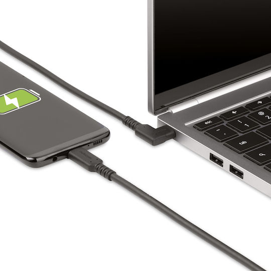 StarTech Angle (90°) USB 2.0 Cable USB-C male - USB-C 100W PD Μαύρο 2m RUSB315CC2MBR