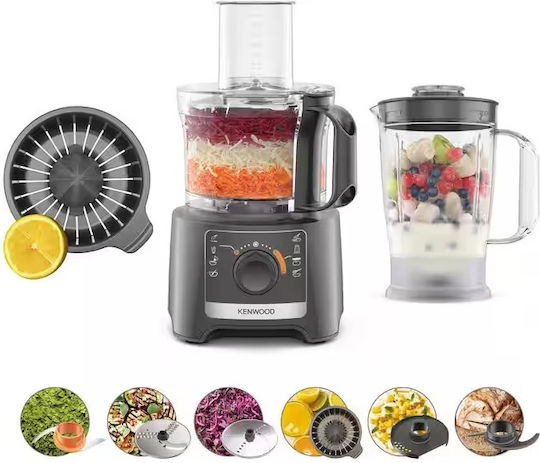 Kenwood Multipro Compact Multifunctional Food Processor 800W with Pot 2.1lt and Jug Blender Gray