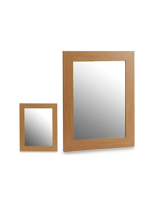 Gift Decor Wall Mirror with Brown Wooden Frame 1pcs