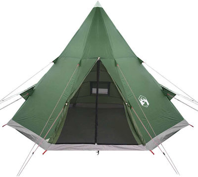 vidaXL Camping Tent Green for 4 People 367x367x259cm