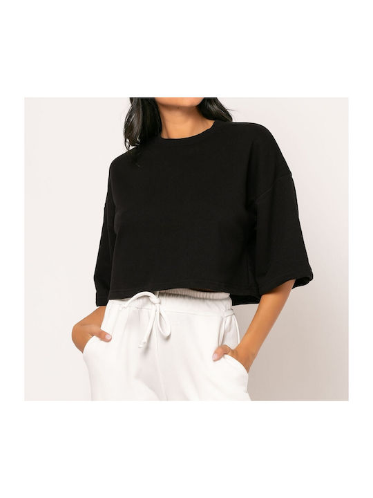 Women's Sweatshirt Blouse short with truacar sleeve Black