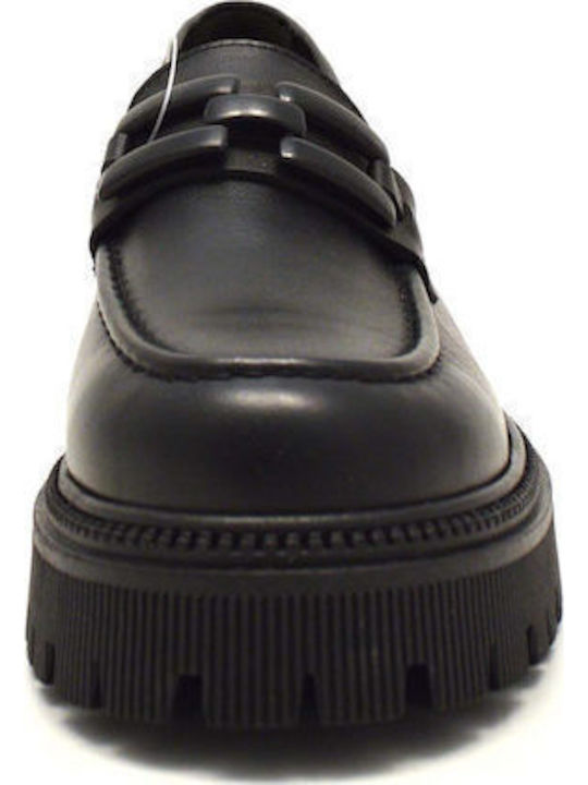 Leather Women's Loafers in Black Color