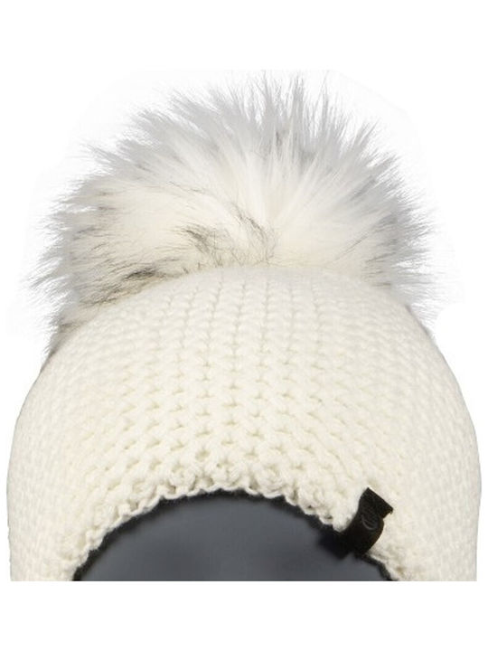 GTS Moda Italia Pom Pom Beanie Γυναικείος Σκούφος Πλεκτός σε Λευκό χρώμα