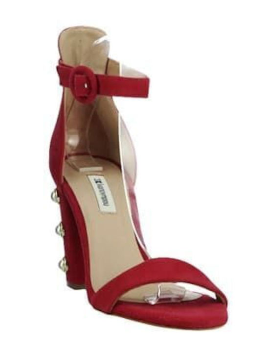 Leather Women's Sandals with Ankle Strap Fuchsia